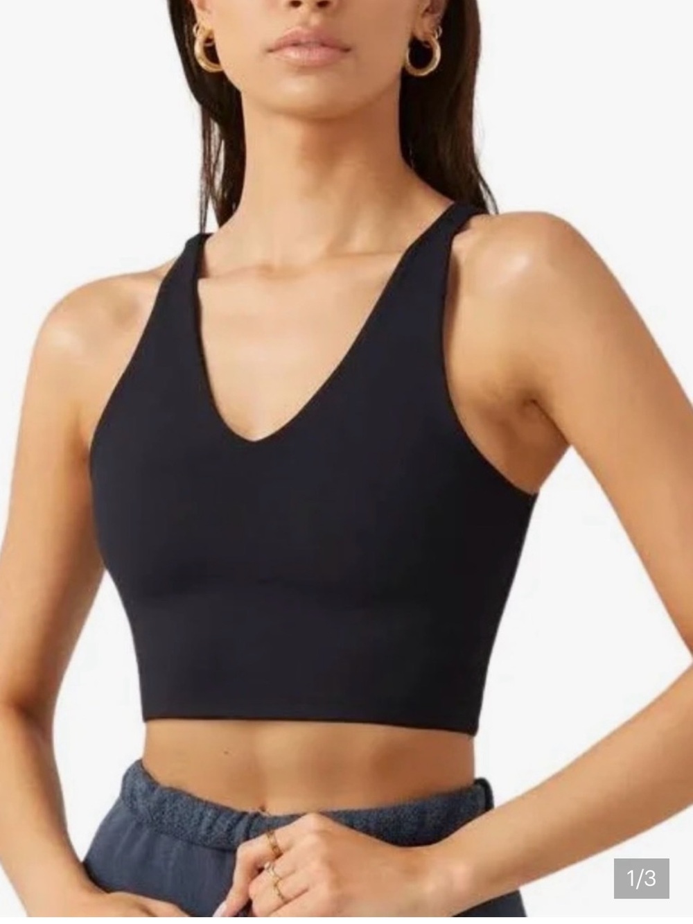 Joah Brown V-Neck Sueded Cropped Tank - Excellent Condition- Very Flattering